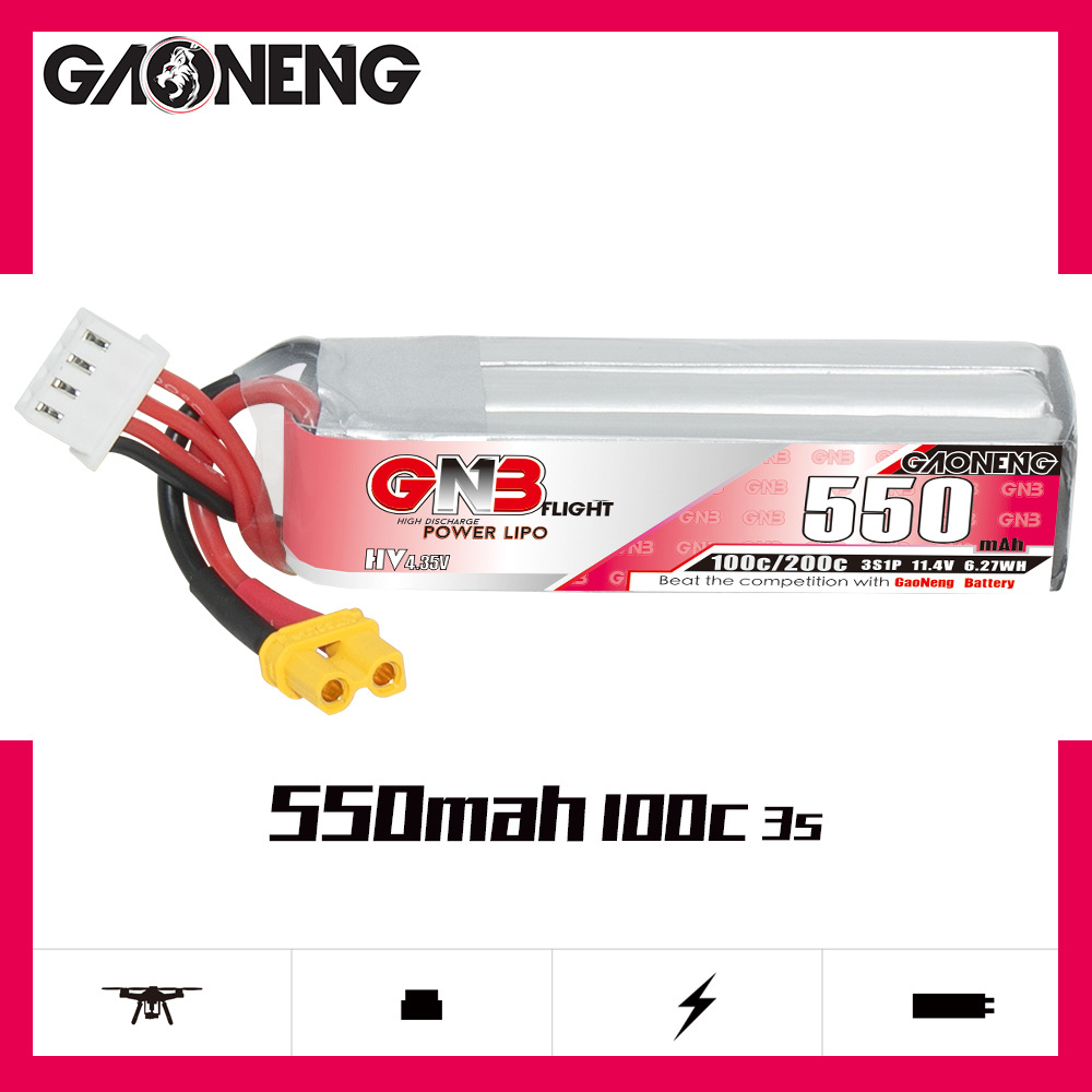 GNB HV 11.4V 550mAh 100C/200C  - Rc Helicopter Coaxial recension och pris