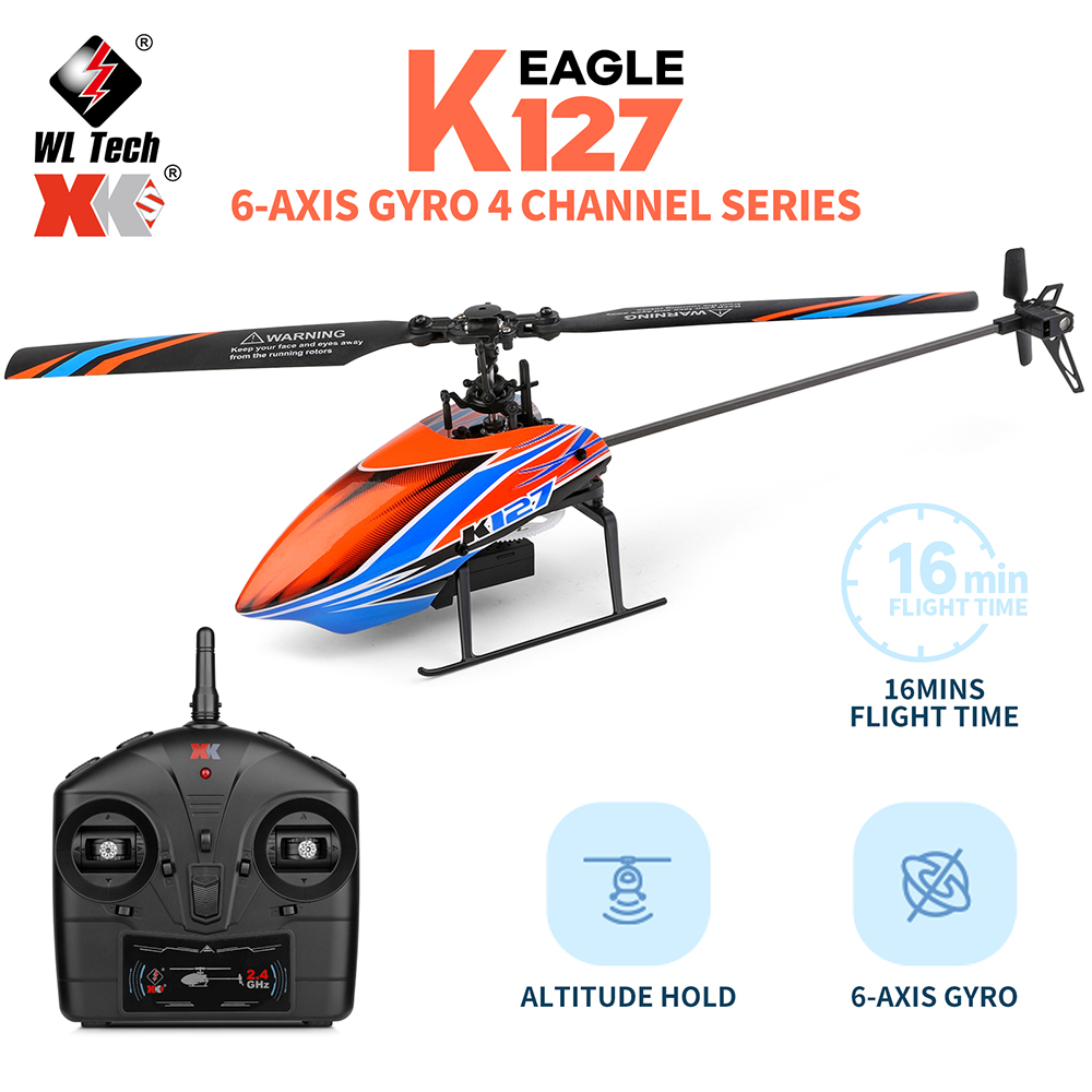 WLtoys XK K127 2.4G 4CH 6-Aixs - Rc Helicopter Single Rotor recension och pris