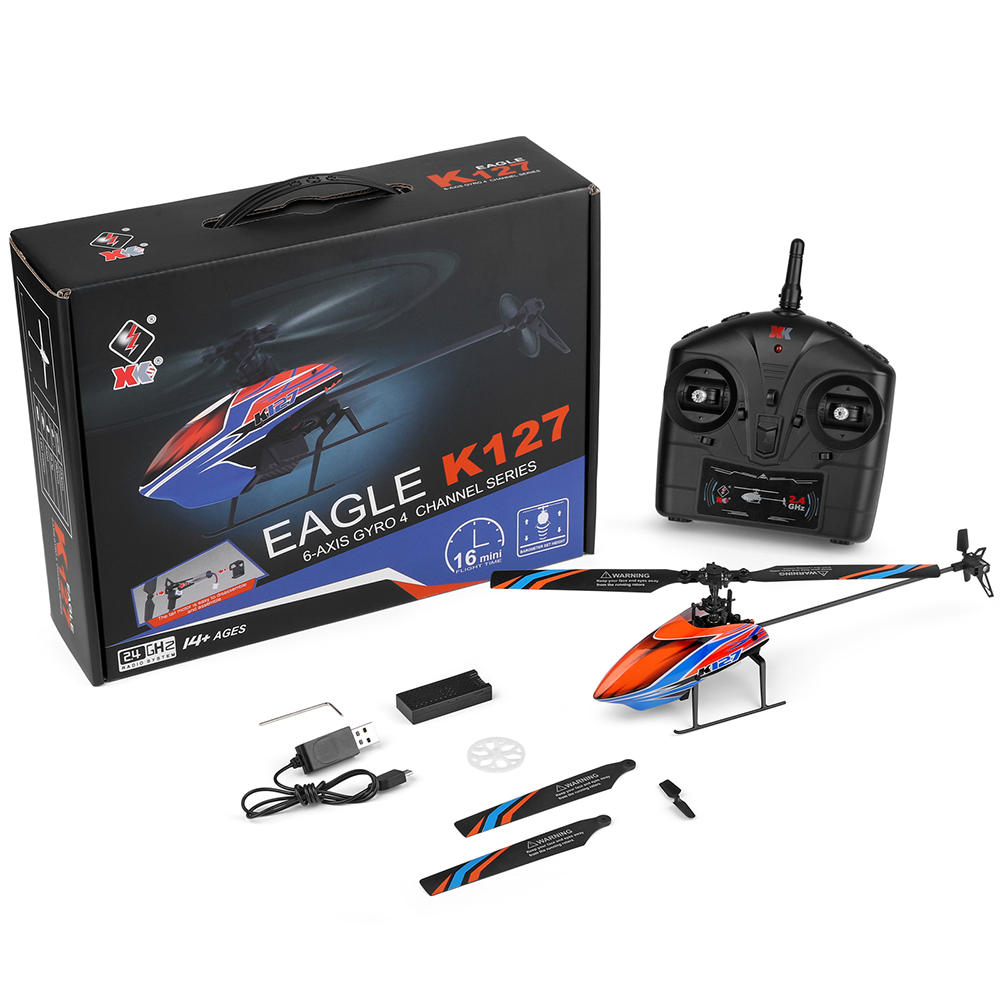 WLtoys XK K127 2.4G 4CH 6-Aixs - Rc Helicopter Single Rotor recension och pris