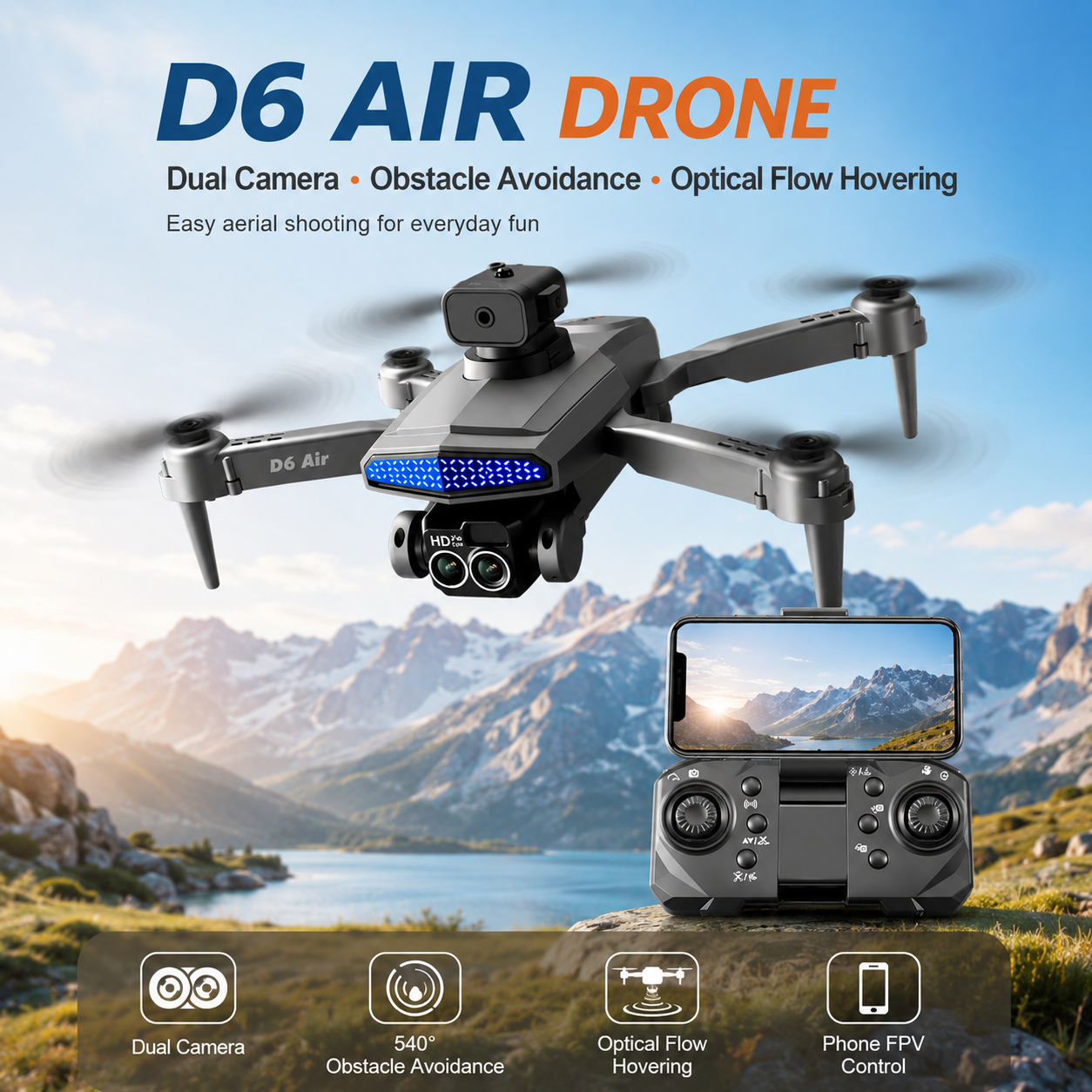 ZNLYRION D6 Air Foldable RC Dr - Rc Helicopter Electric recension och pris