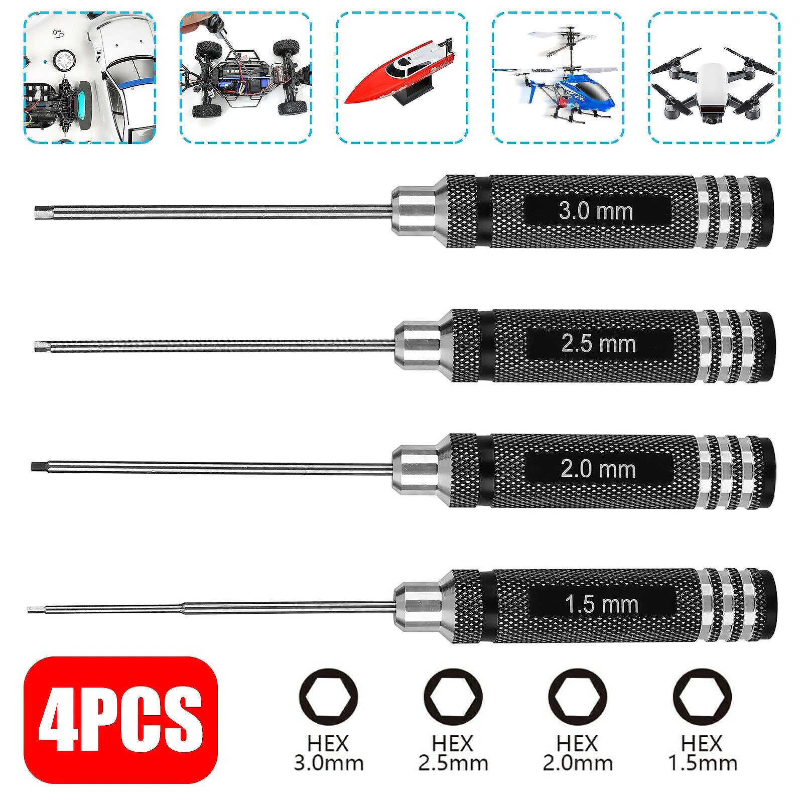 4Pcs/lot RC Tools Hex Nut Scre - Rc Helicopter Tool Kit recension och pris
