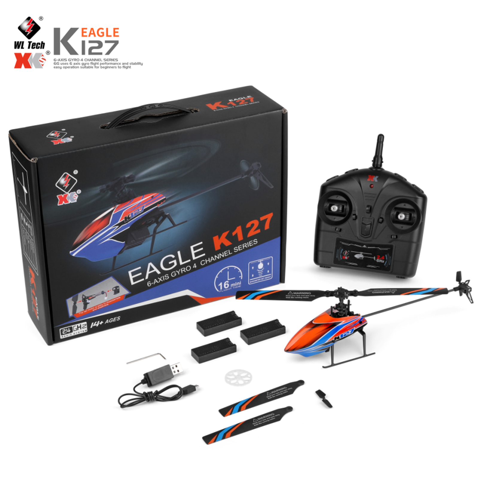 WLtoys XK K127 4CH 6-axis Gyro - Rc Helicopter Large recension och pris